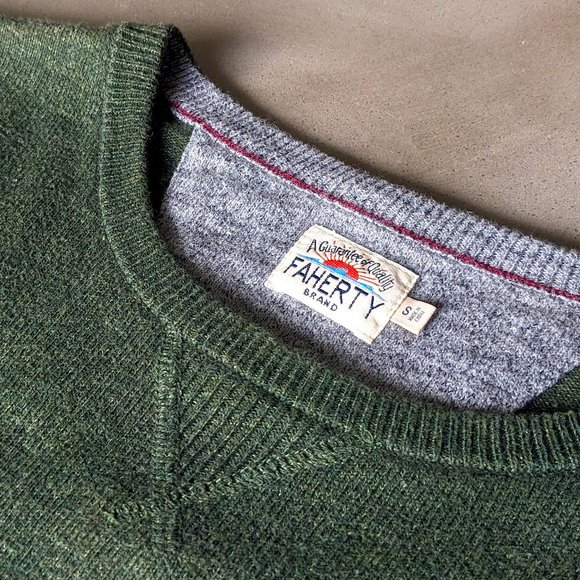 Faherty - Sconset Crew Sweater - Spruce Heather - Small - Picture 11 of 16